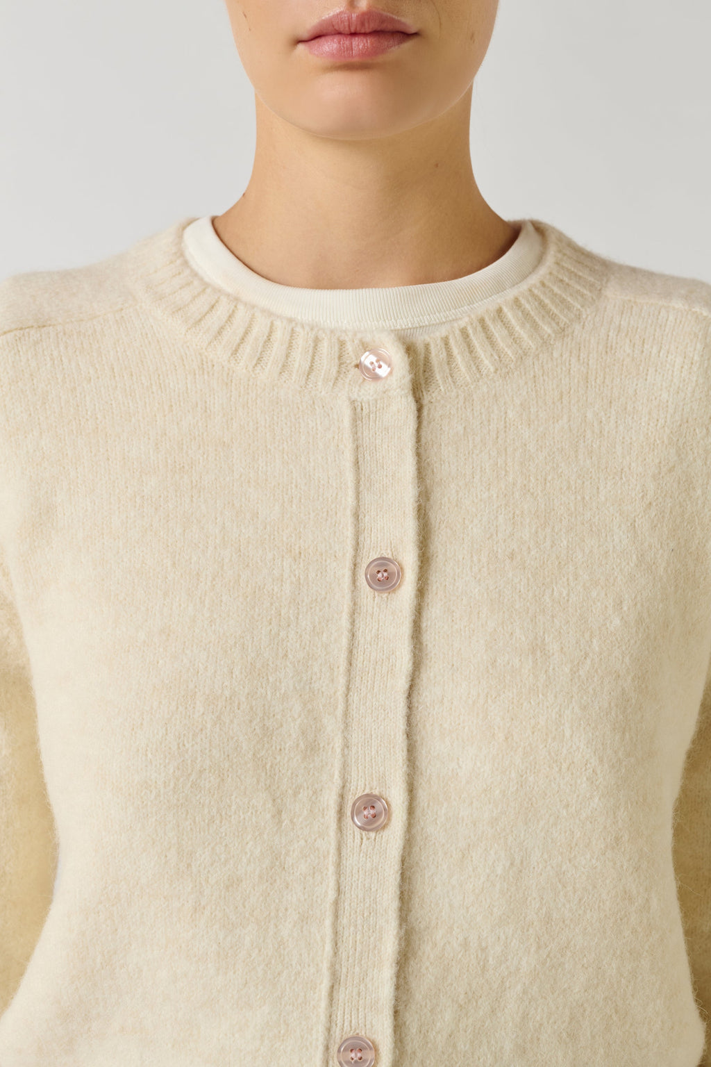 Cardigan court en alpaga et laine