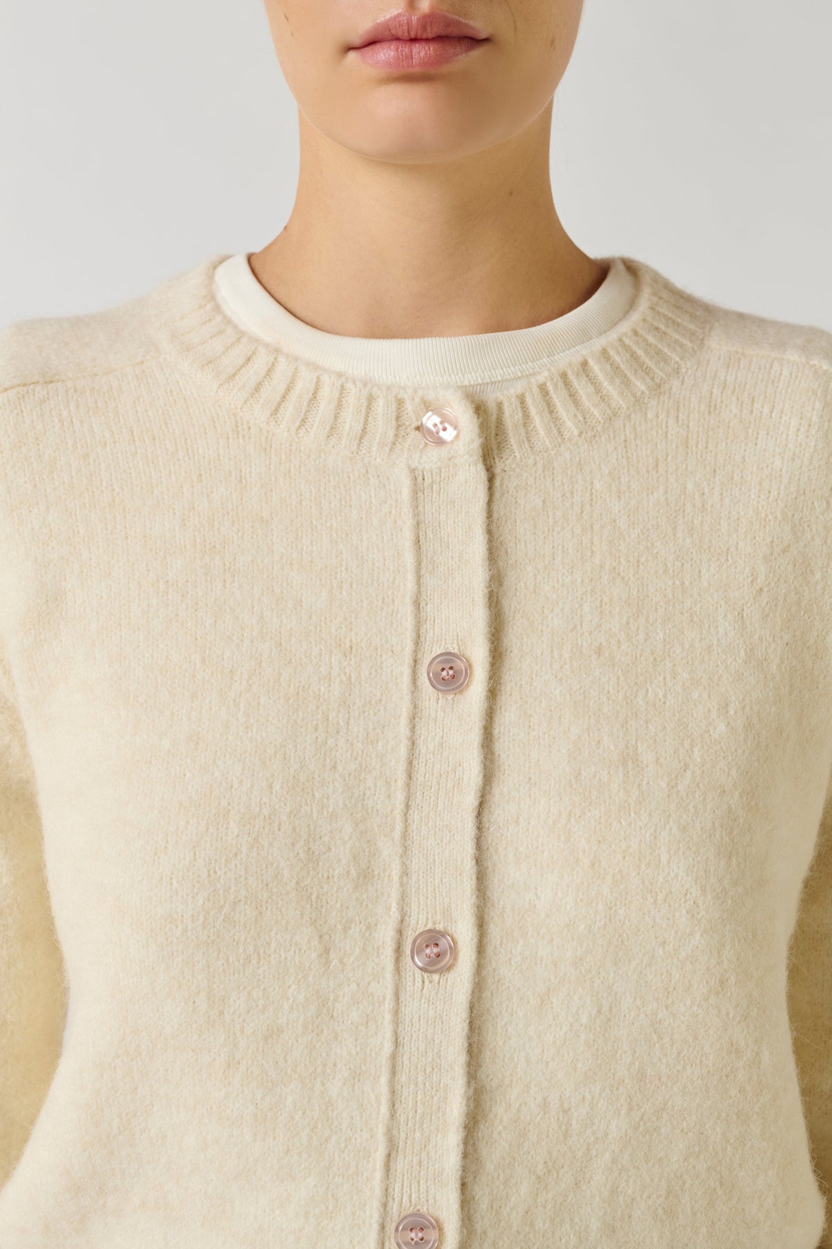 Cardigan court en alpaga et laine