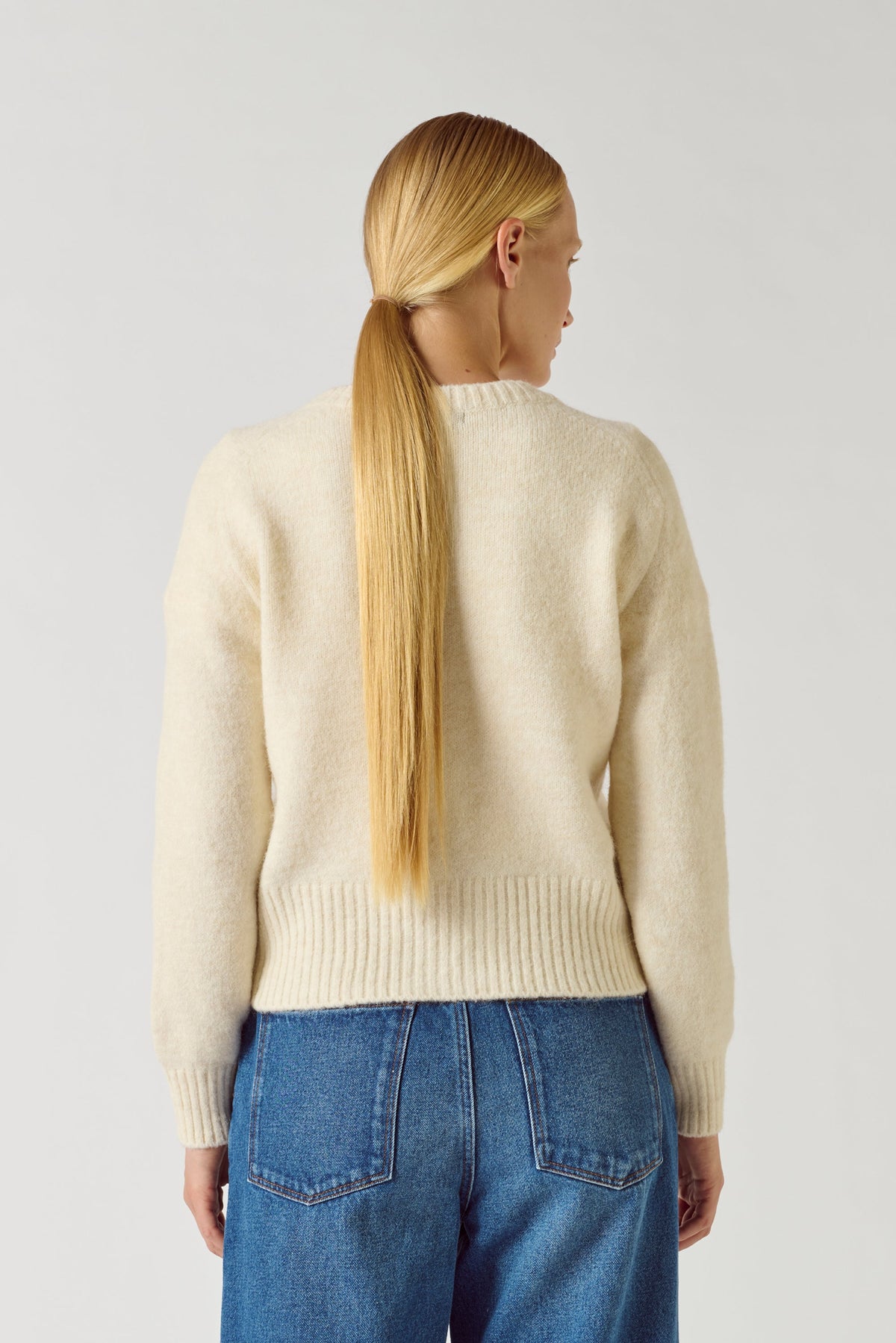 Cardigan court en alpaga et laine