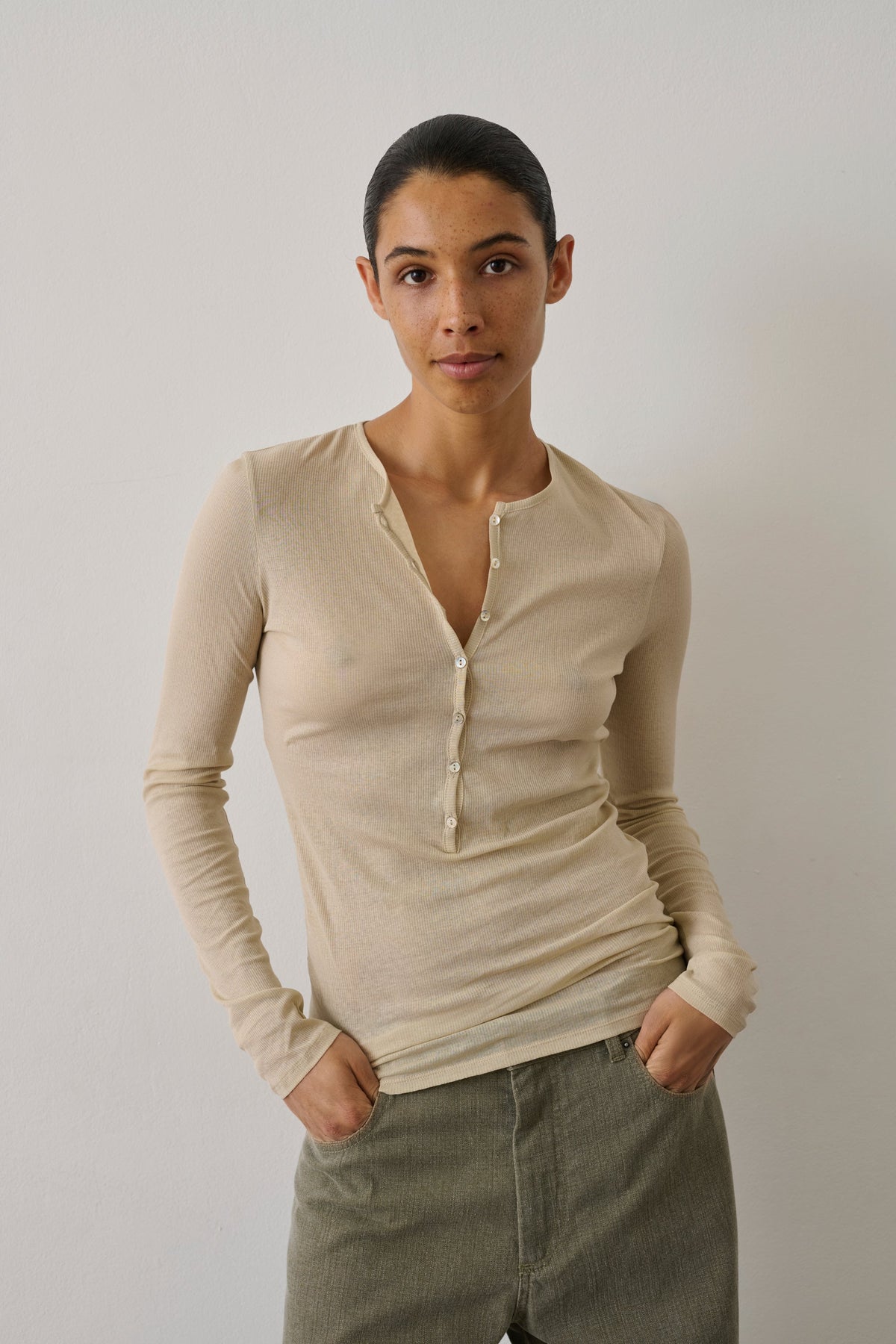 Tee-shirt manches longues en coton transparent