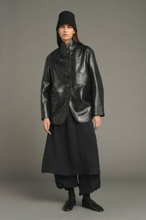 Blazer en cuir glacé vieilli