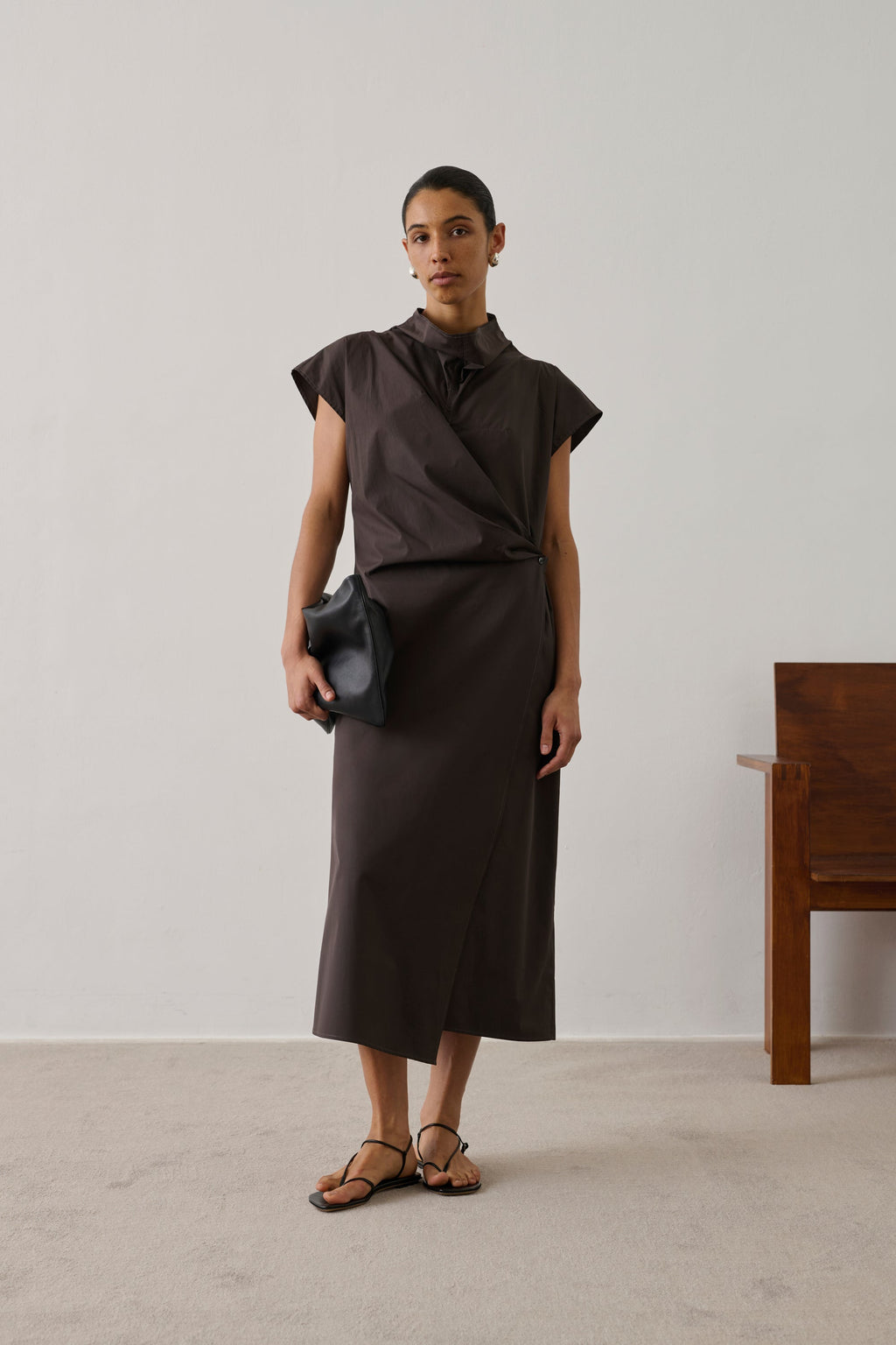 Robe portefeuille en popeline