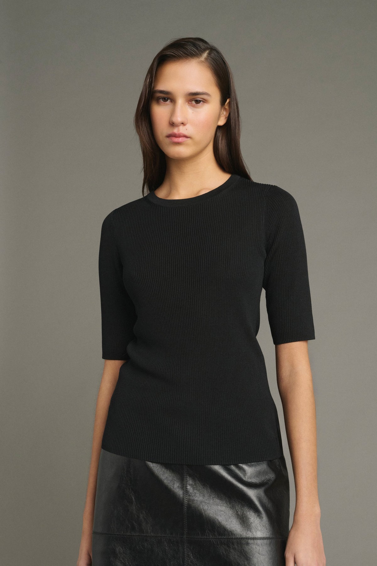 Tee-shirt à côtes en maille de soie