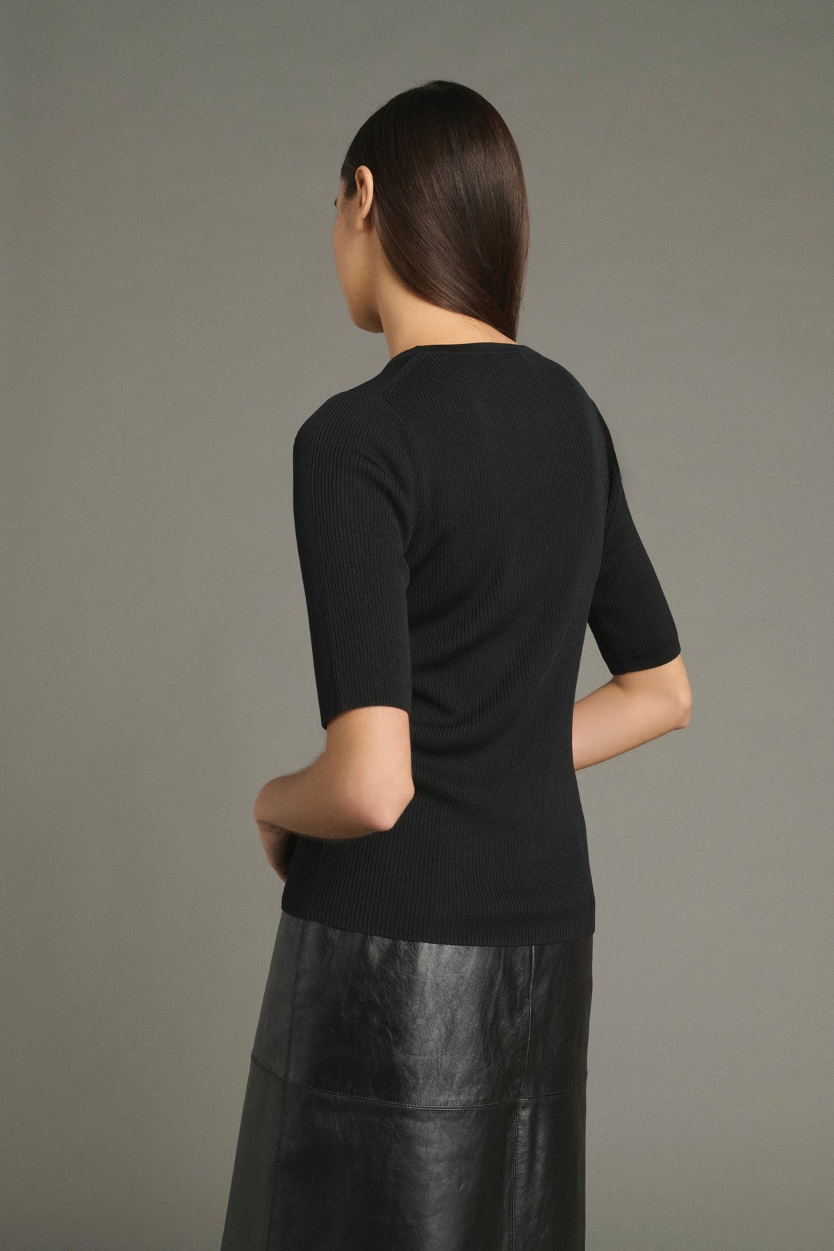 Tee-shirt à côtes en maille de soie