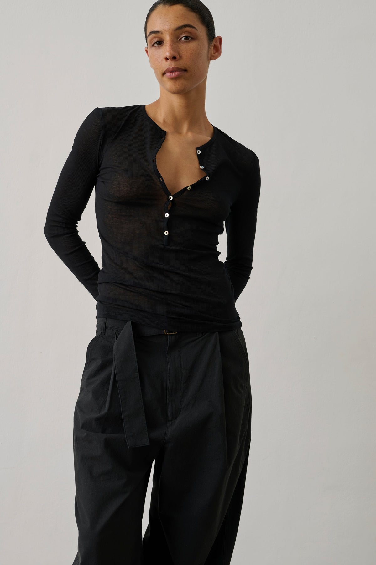 Tee-shirt manches longues en coton transparent