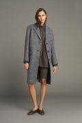 Manteau tailleur en laine mouchetée