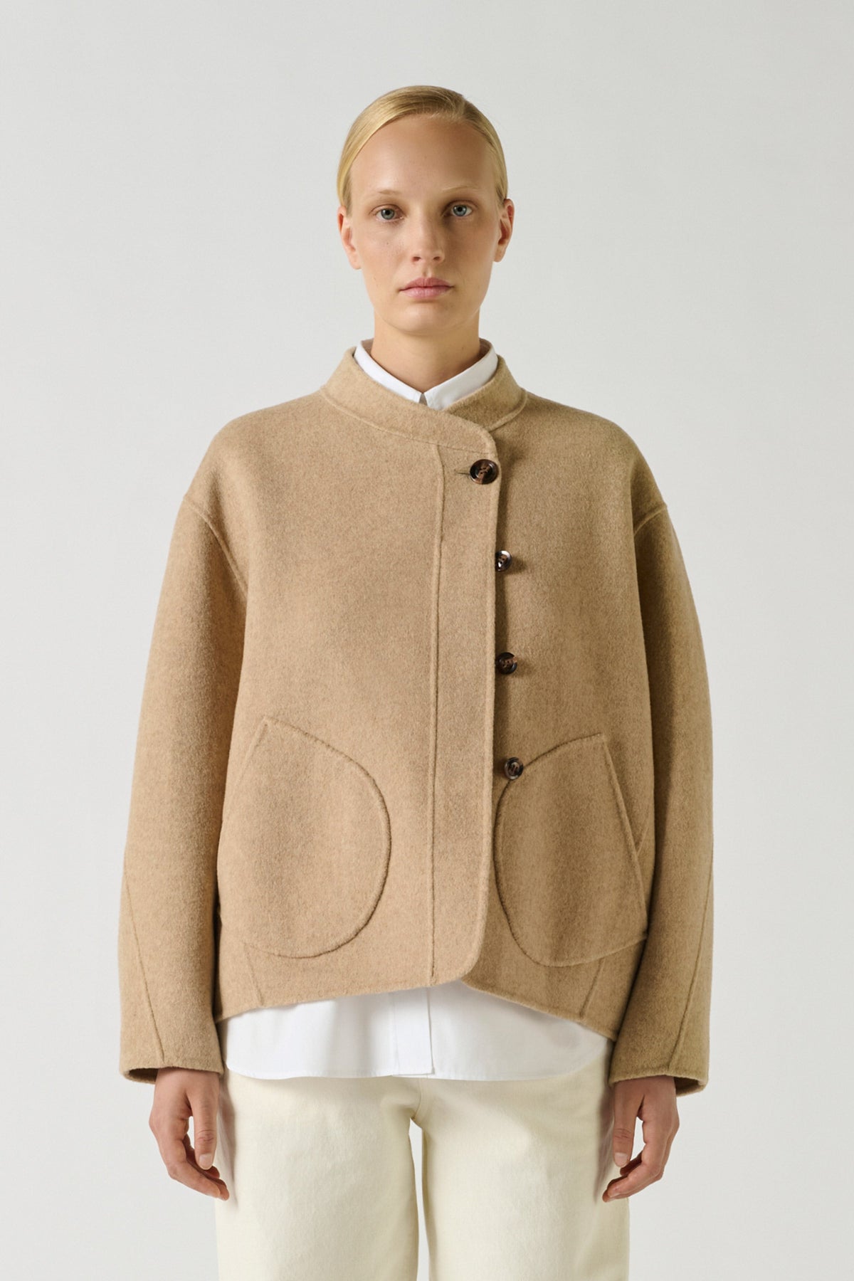 Veste boxy en cachemire double face