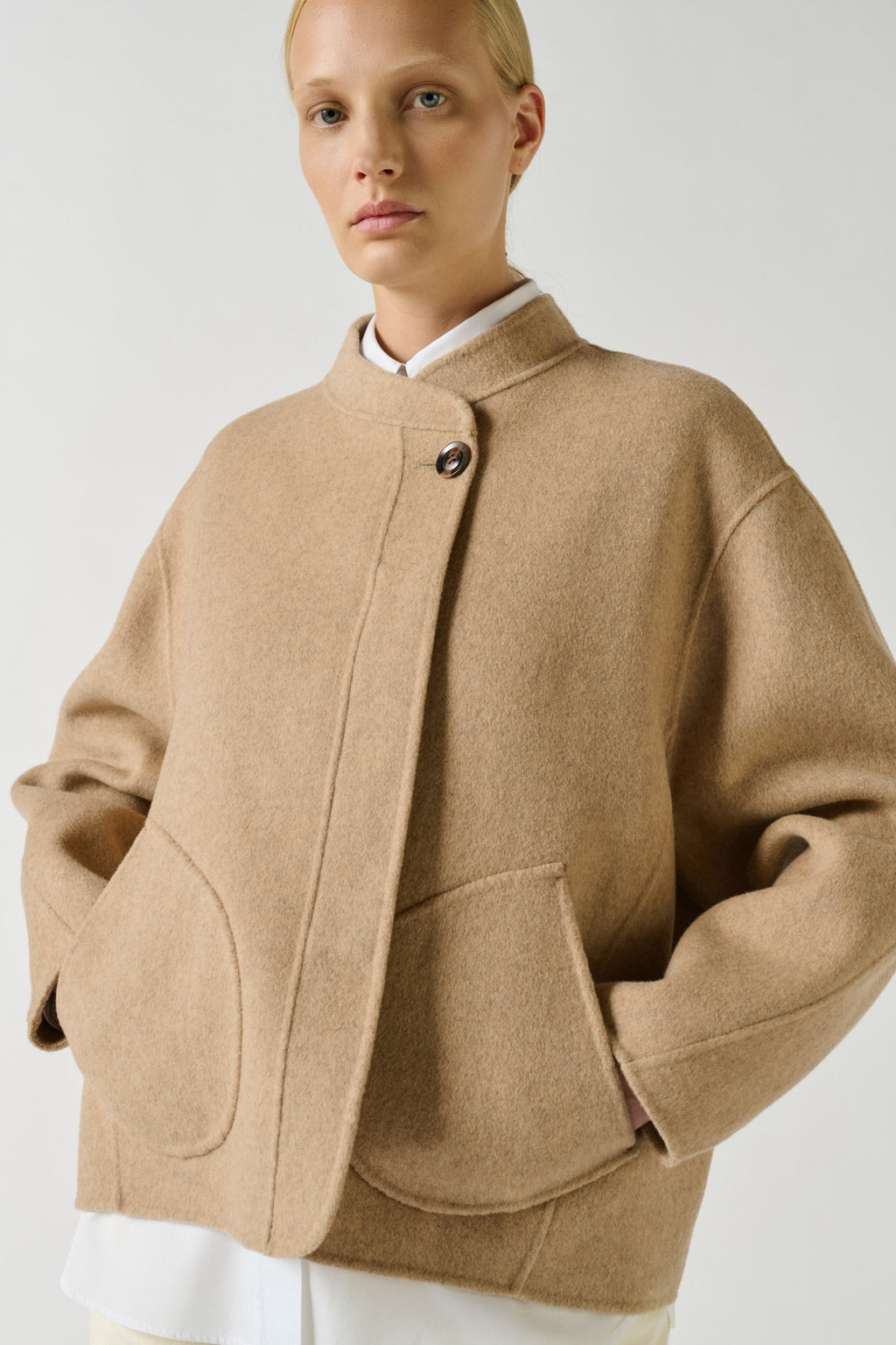 Veste boxy en cachemire double face