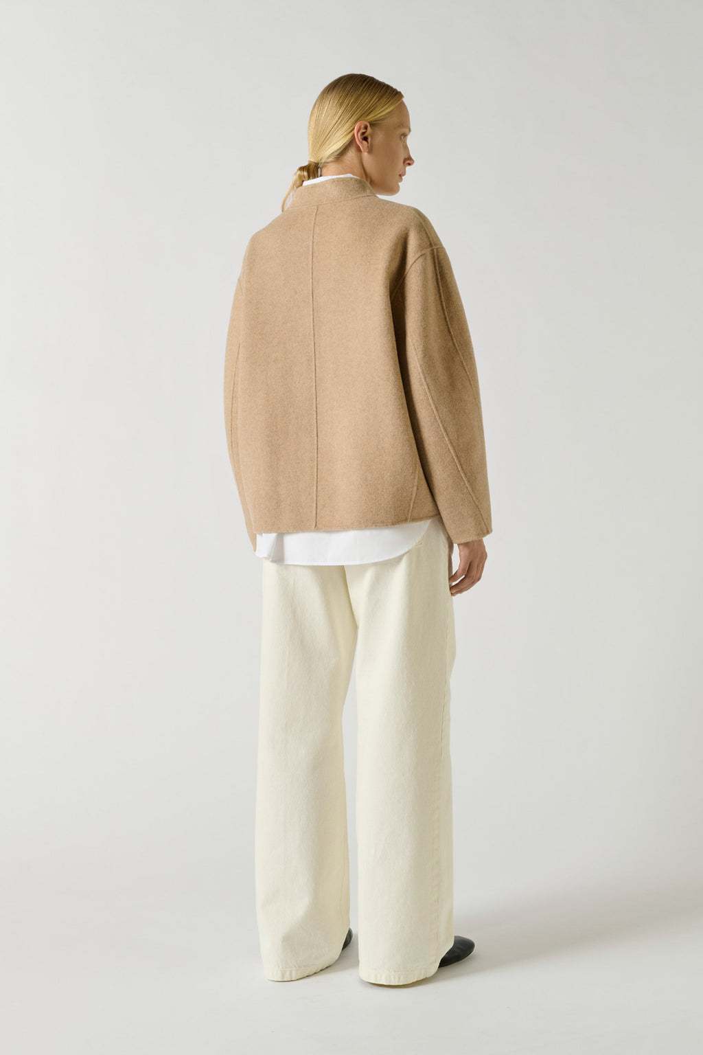 Veste boxy en cachemire double face