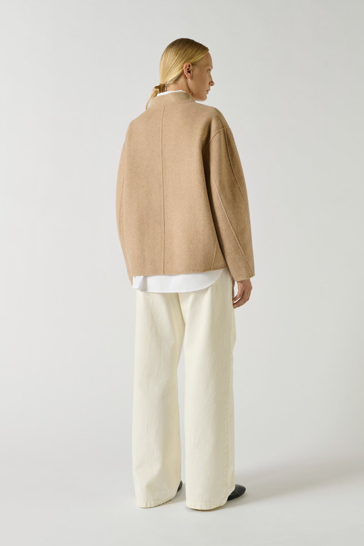 Manteau boxy en laine double face