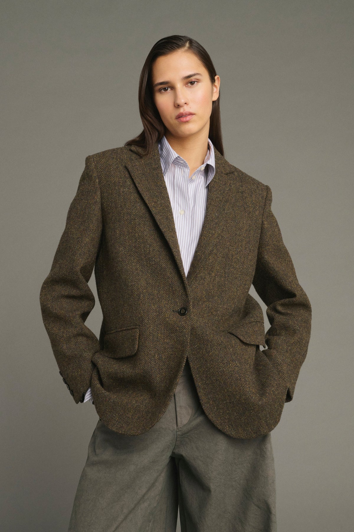 Blazer à simple boutonnage en tweed