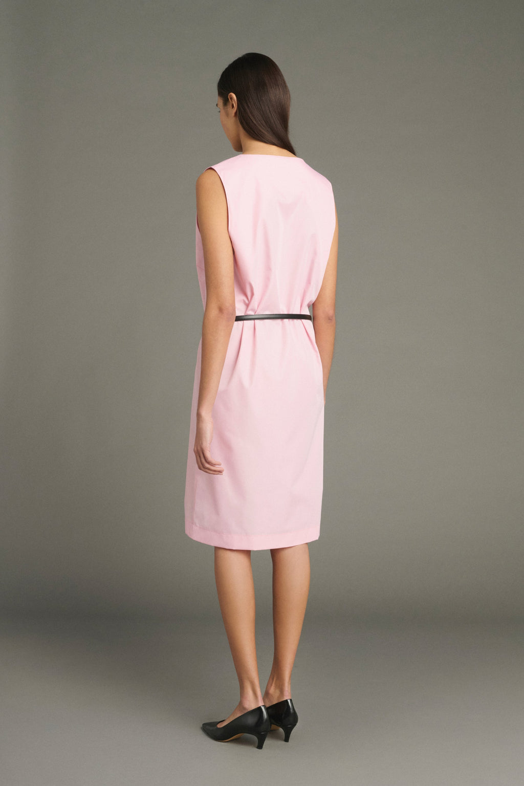 Robe droite en taffetas rose