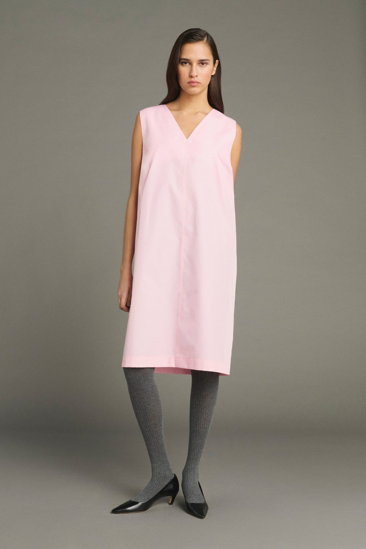 Robe droite en taffetas rose