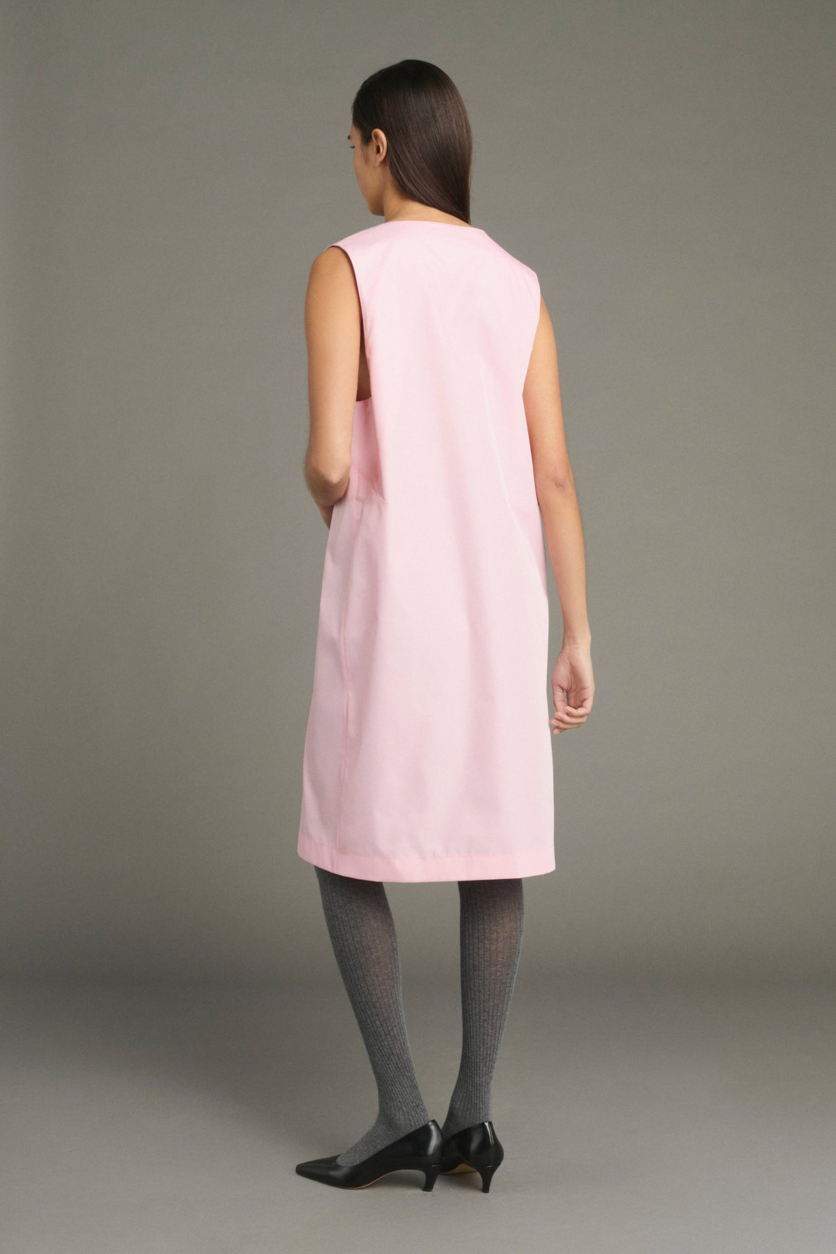 Robe droite en taffetas rose