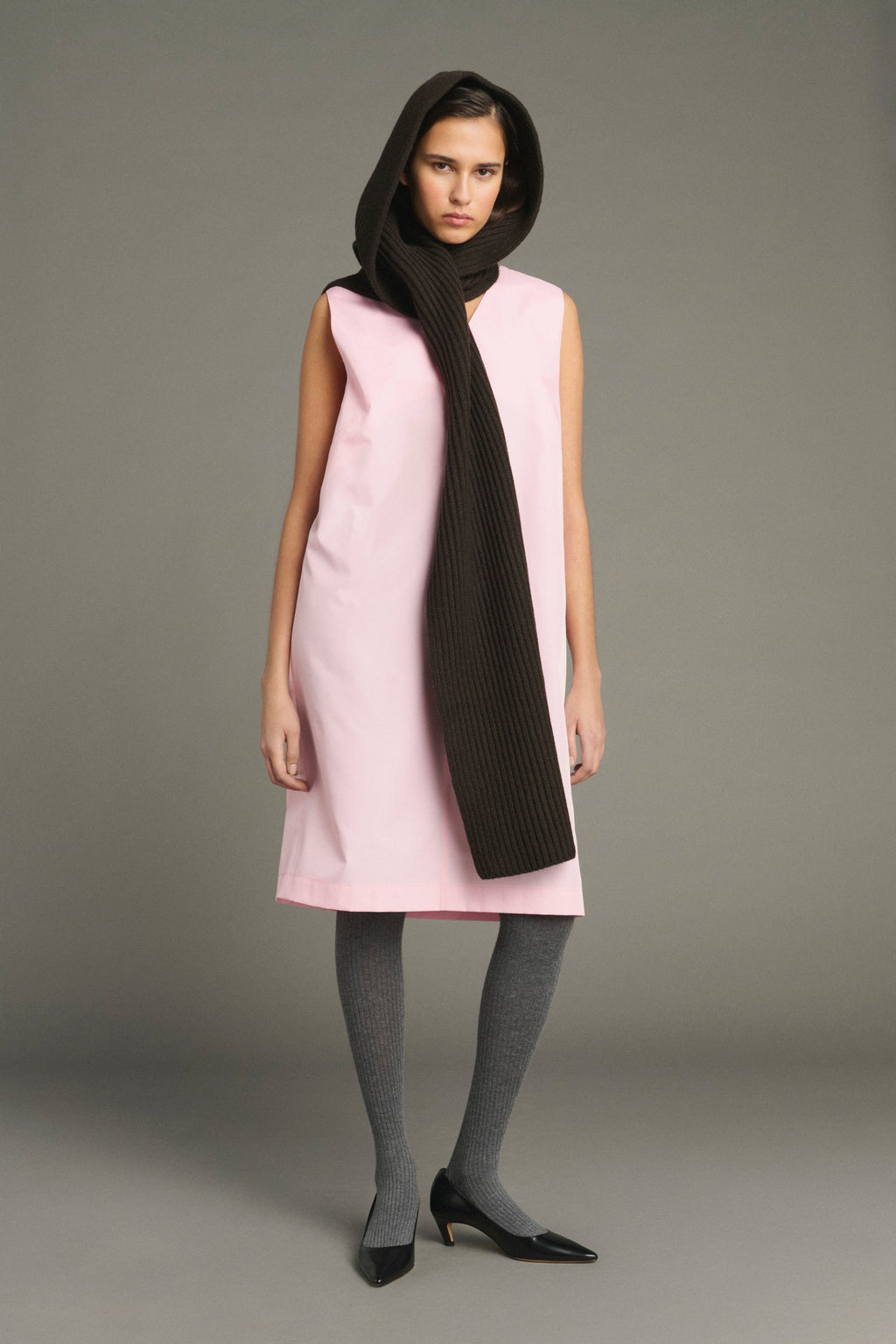 Robe droite en taffetas rose