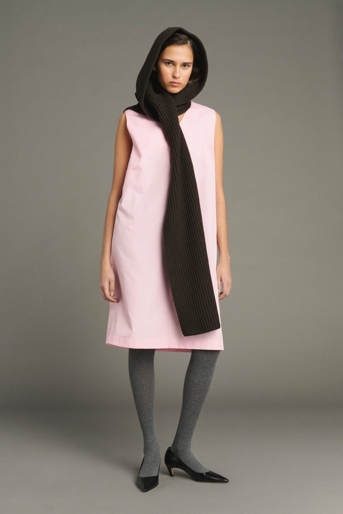 Robe droite en taffetas rose
