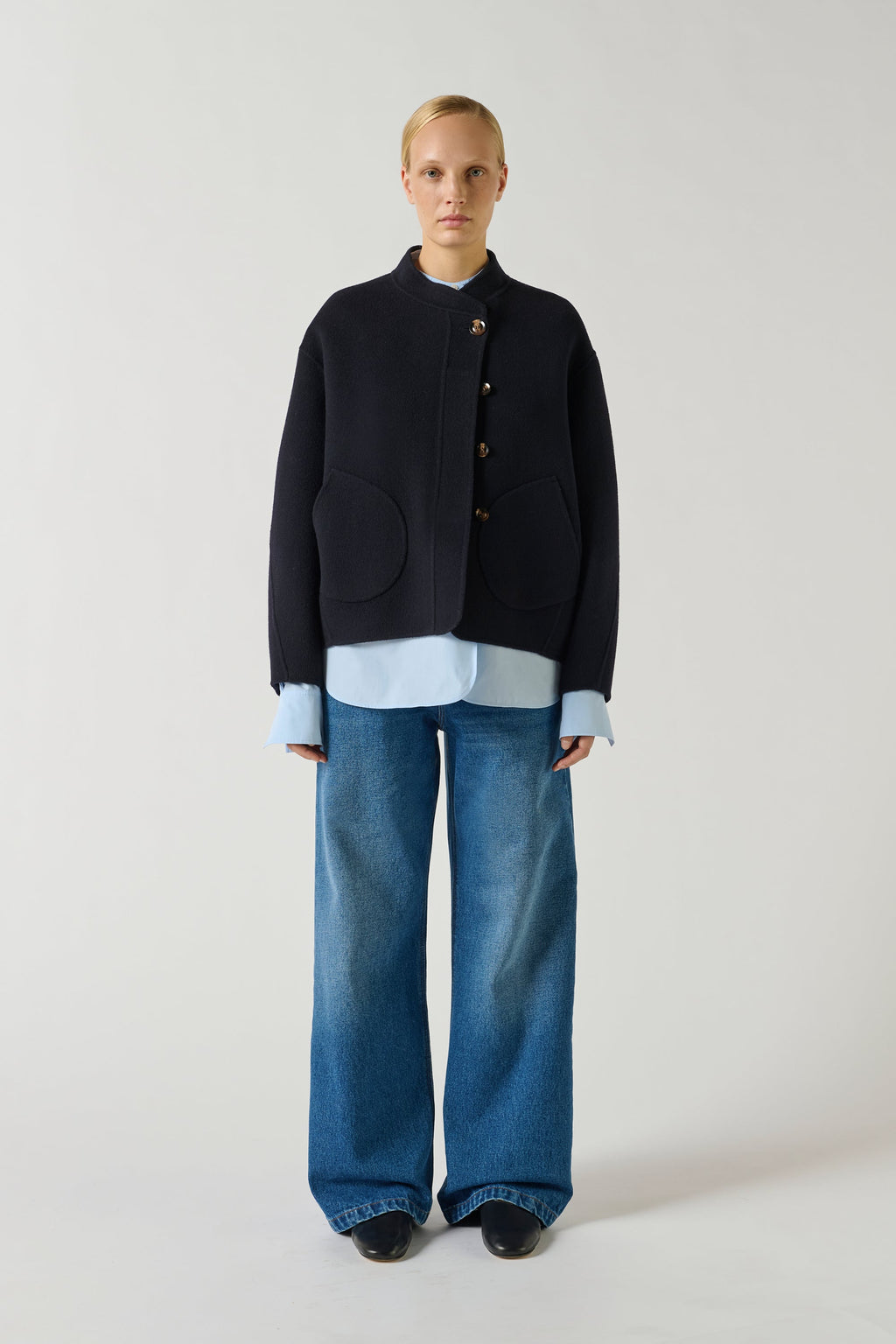 Manteau boxy en laine double face