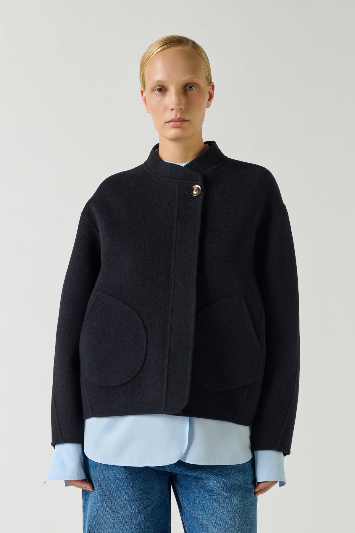 Veste boxy en cachemire double face