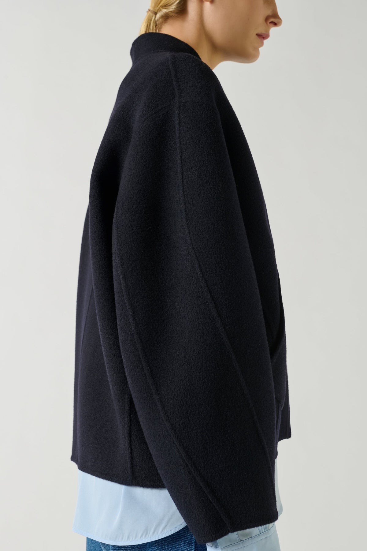 Manteau boxy en laine double face