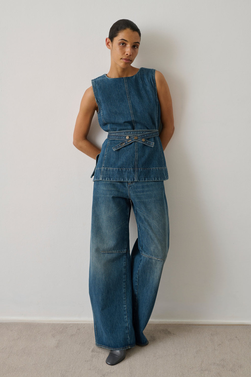 Top sans manches en denim
