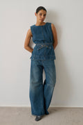 Top sans manches en denim