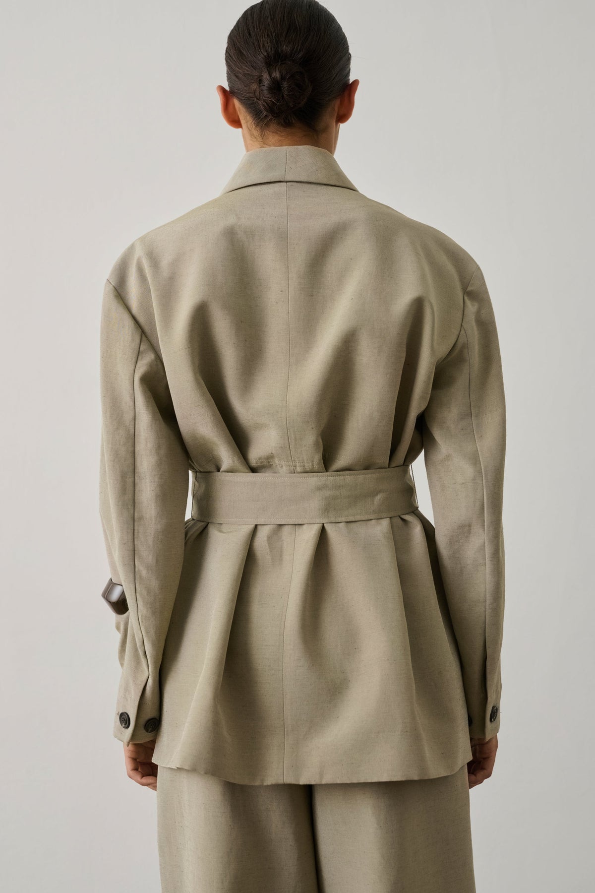 Veste à col châle en twill de laine
