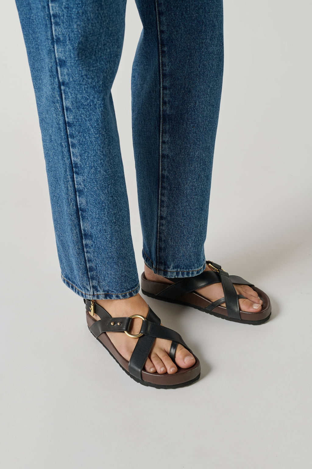 Sandales en croûte de cuir