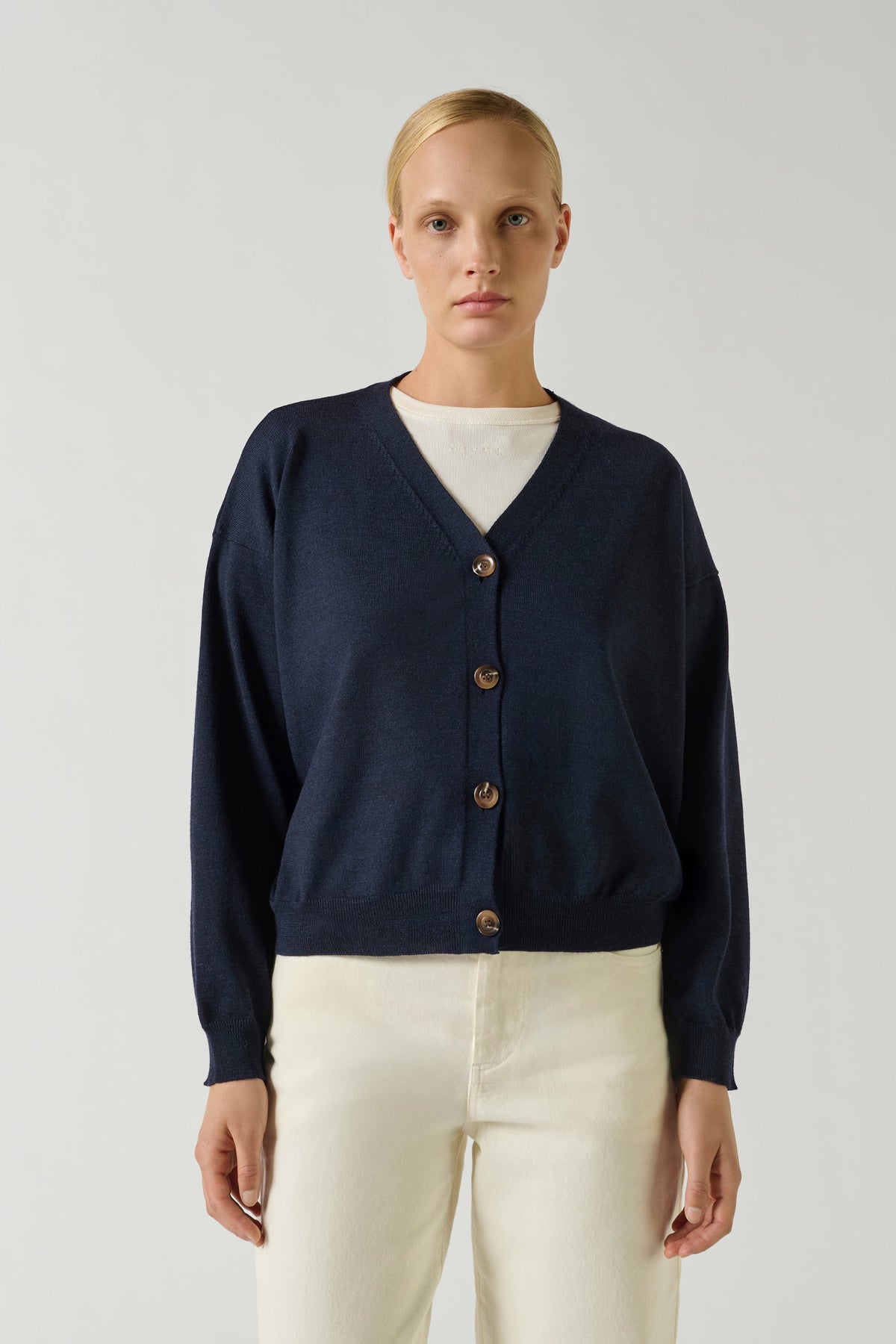 Cardigan fin en laine mérinos
