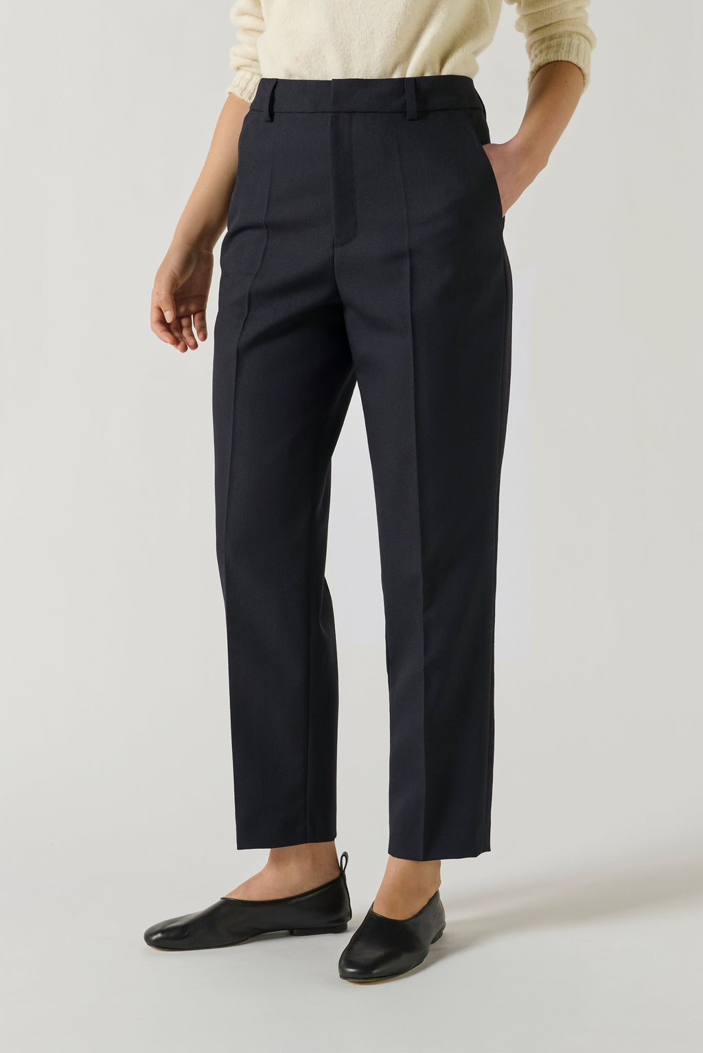 Pantalon de tailleur en toile de laine
