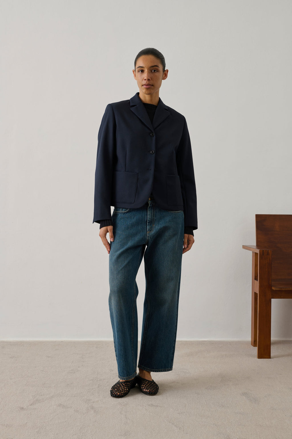 Veste de tailleur cintrée en gabardine de laine