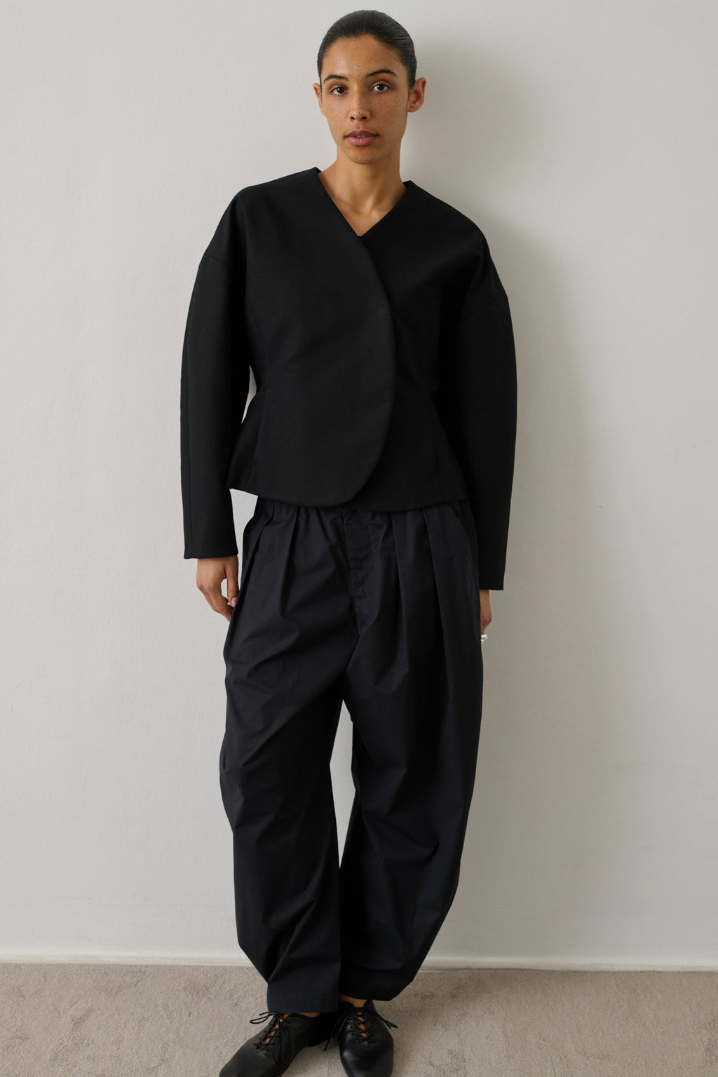 Veste courte en coton et lin