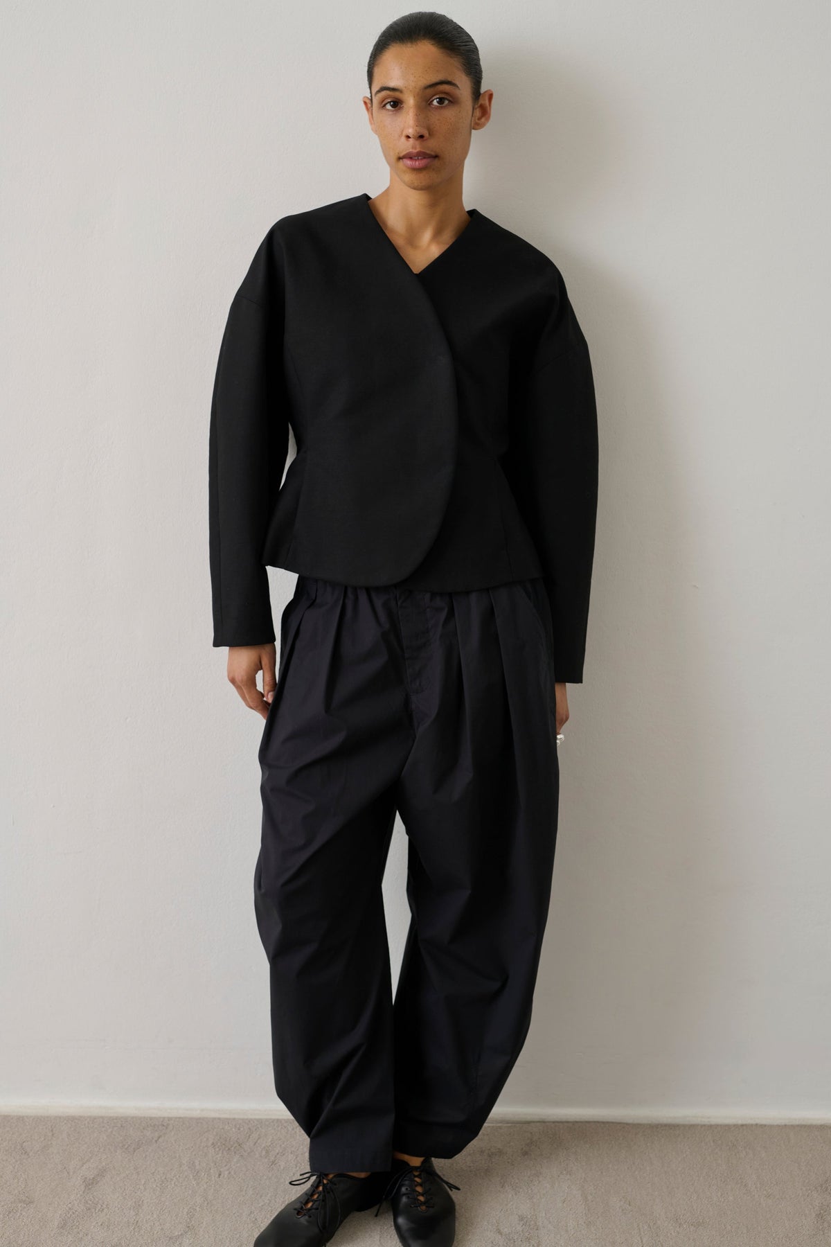 Veste courte en coton et lin