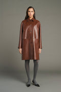 Manteau trois-quarts en cuir glacé