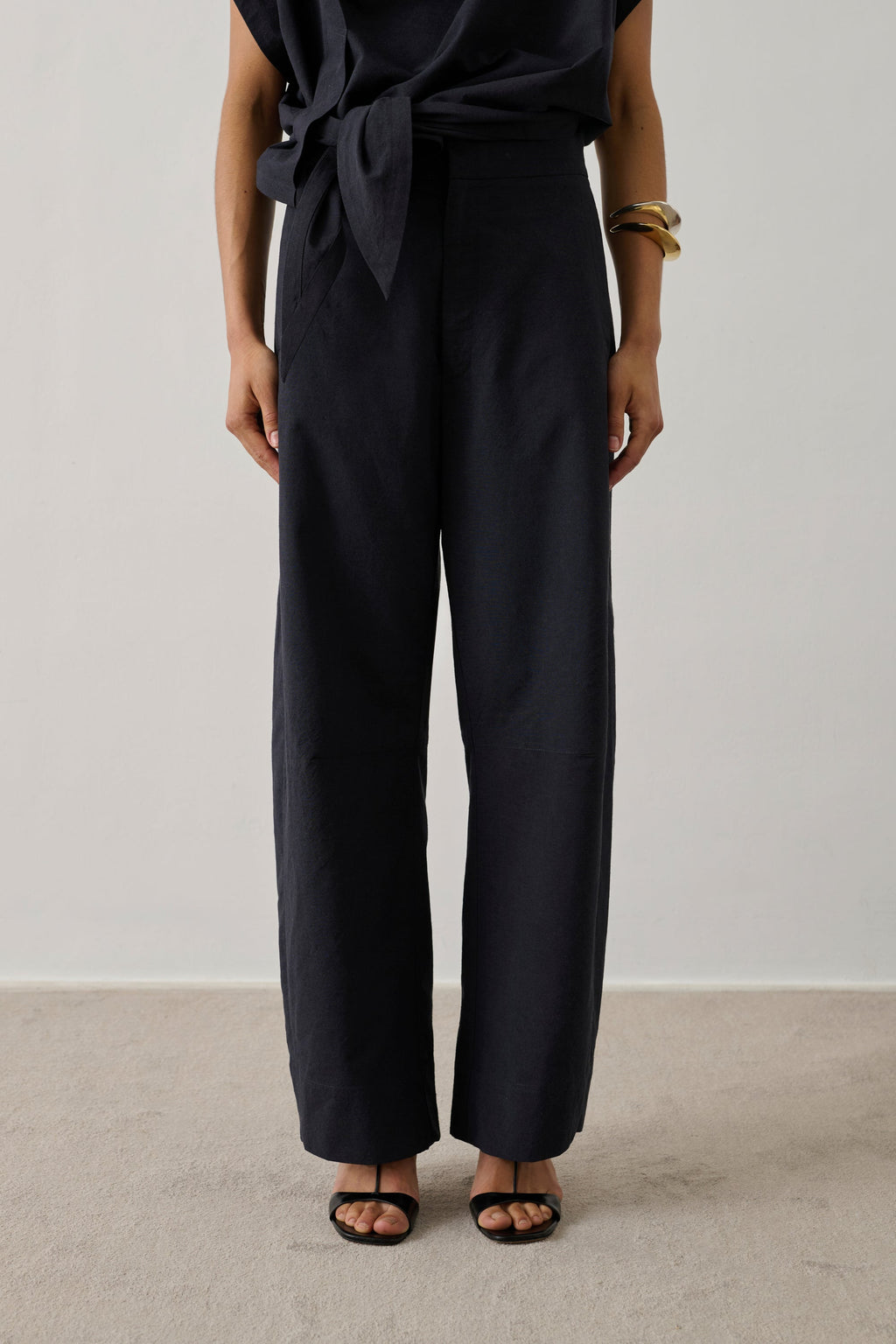 Pantalon barrel en laine double face