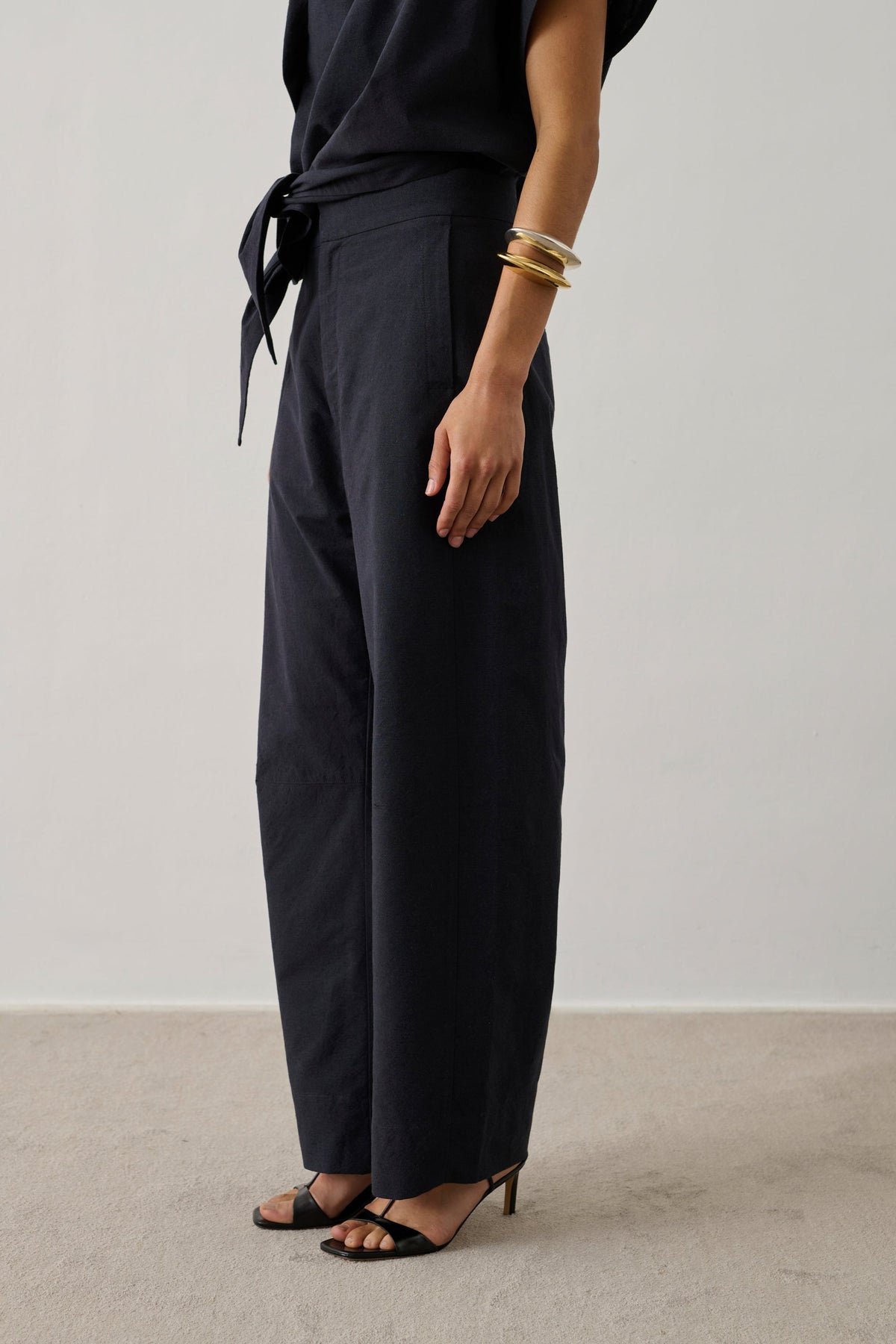 Pantalon barrel en laine double face
