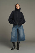Cardigan oversize en côtes anglaises