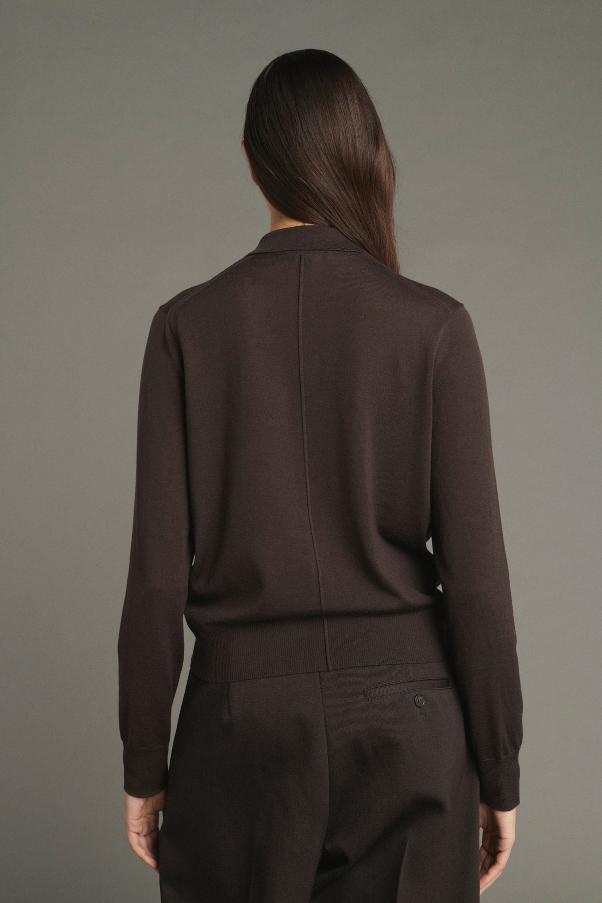 Cardigan polo en laine mérinos