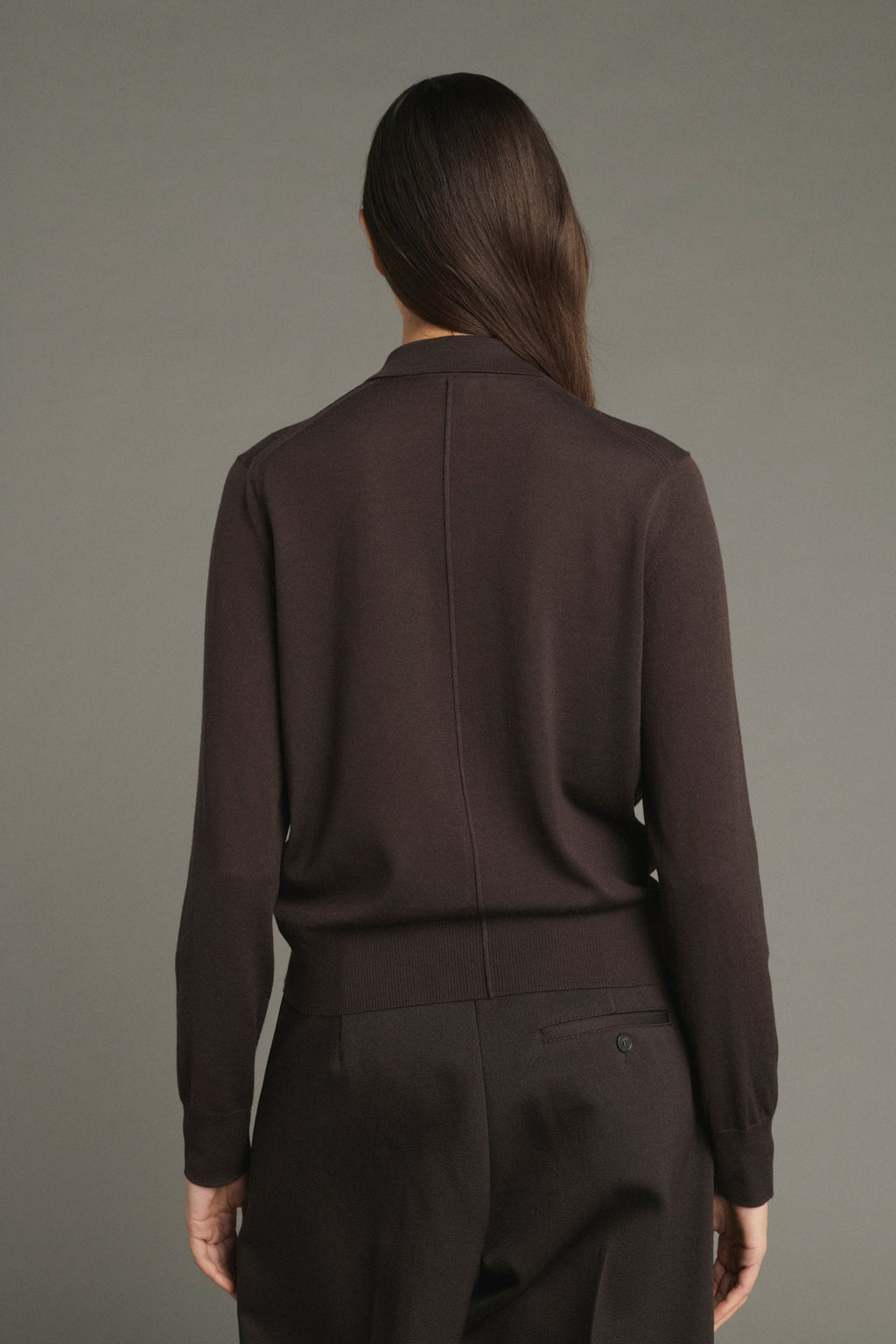 Cardigan à col polo en laine mérinos