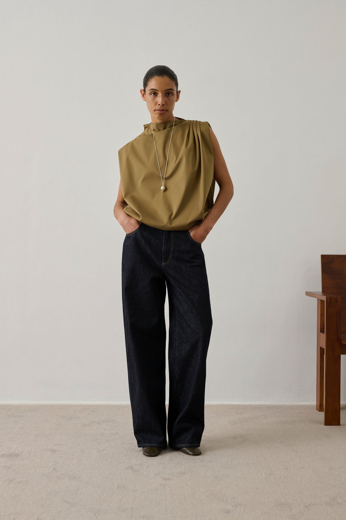 Top oversize sans manches en coton
