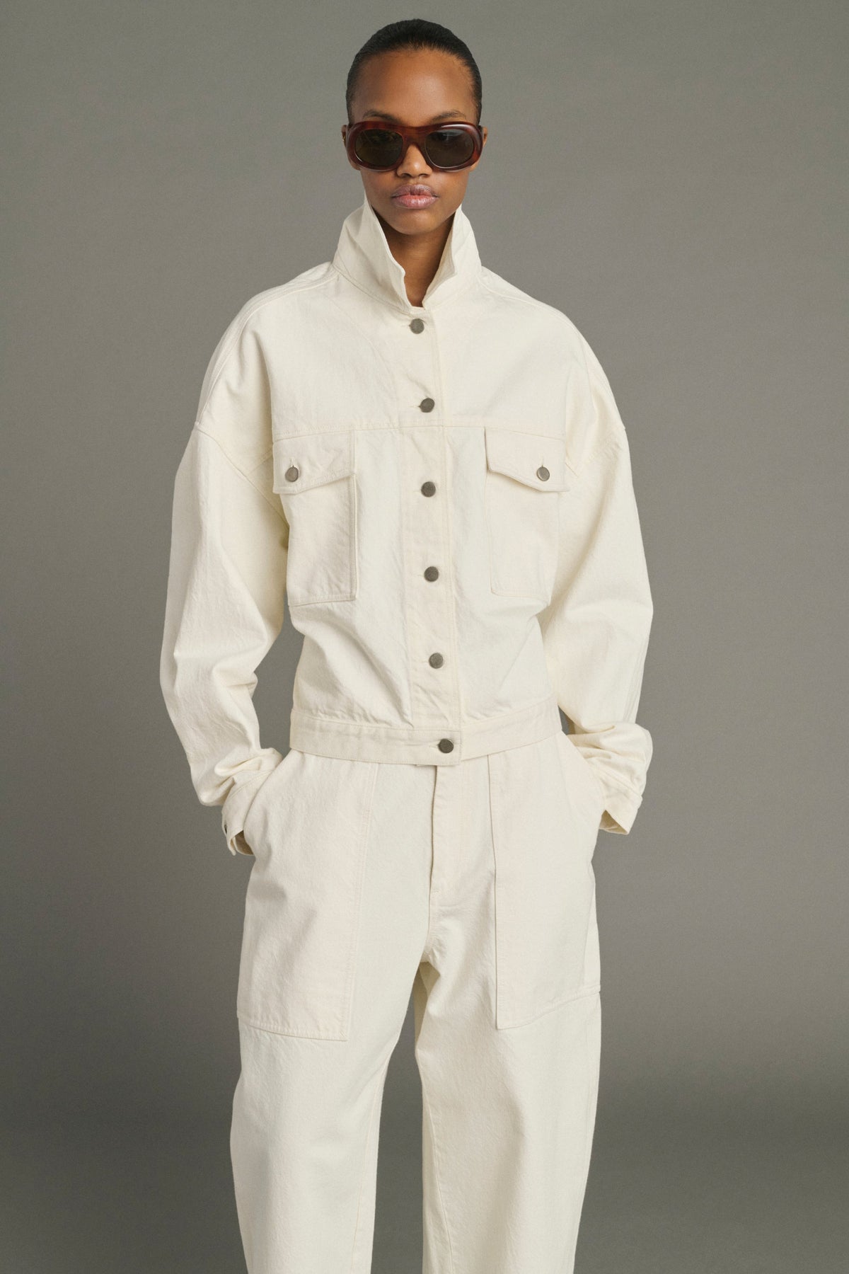 Blouson en denim ceinturé