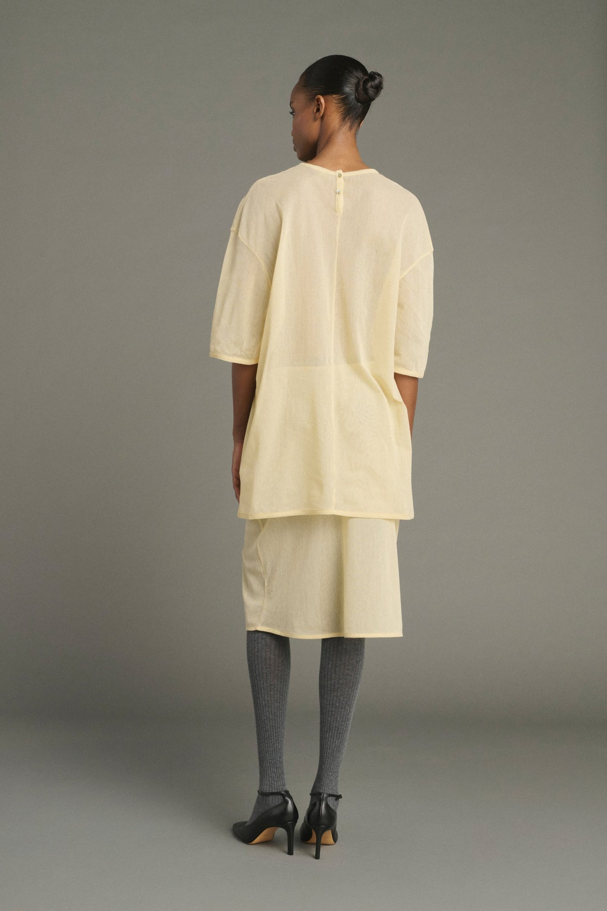 Tee-shirt en résille de coton semi-transparente