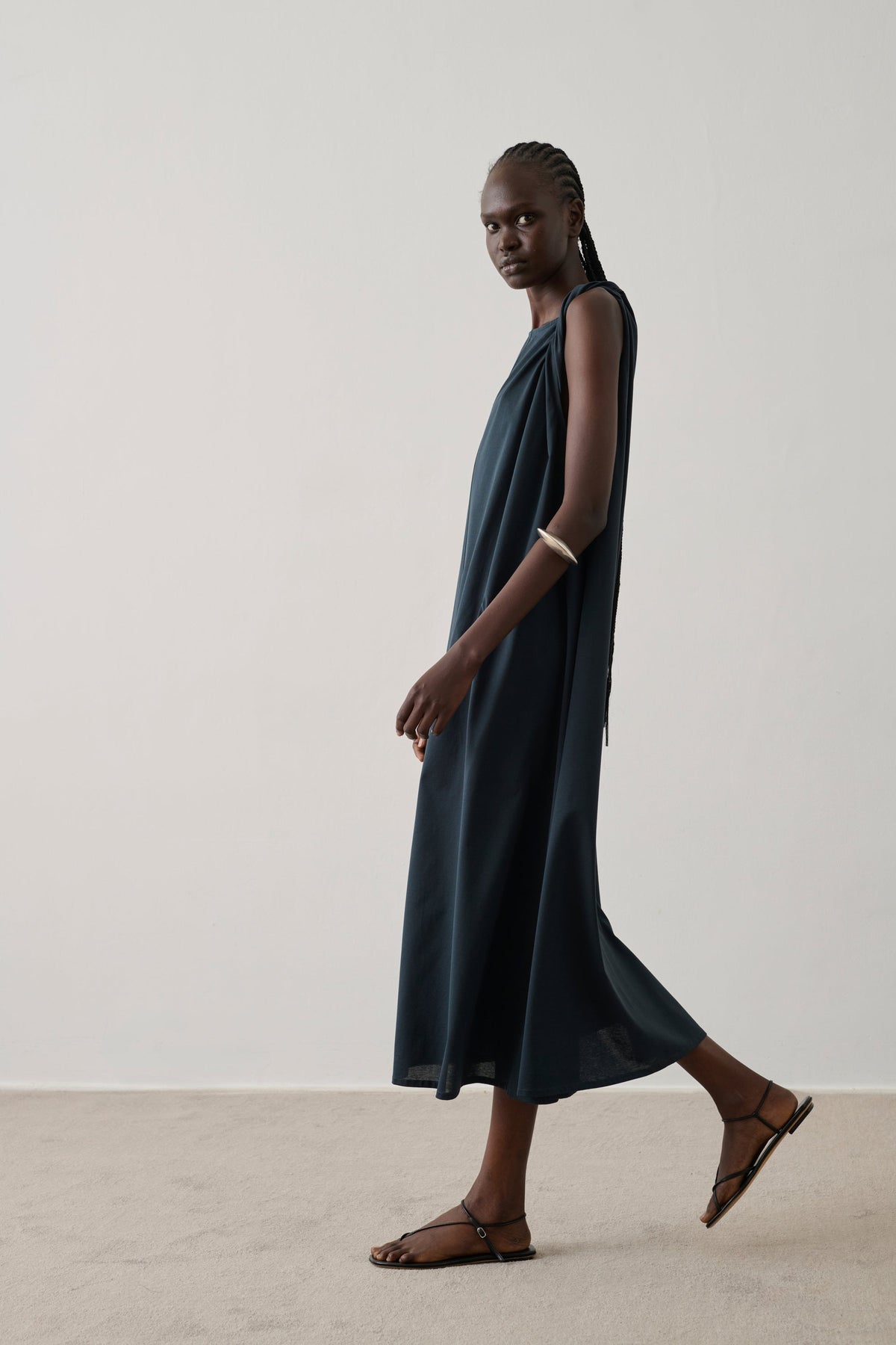 Robe drapée en coton