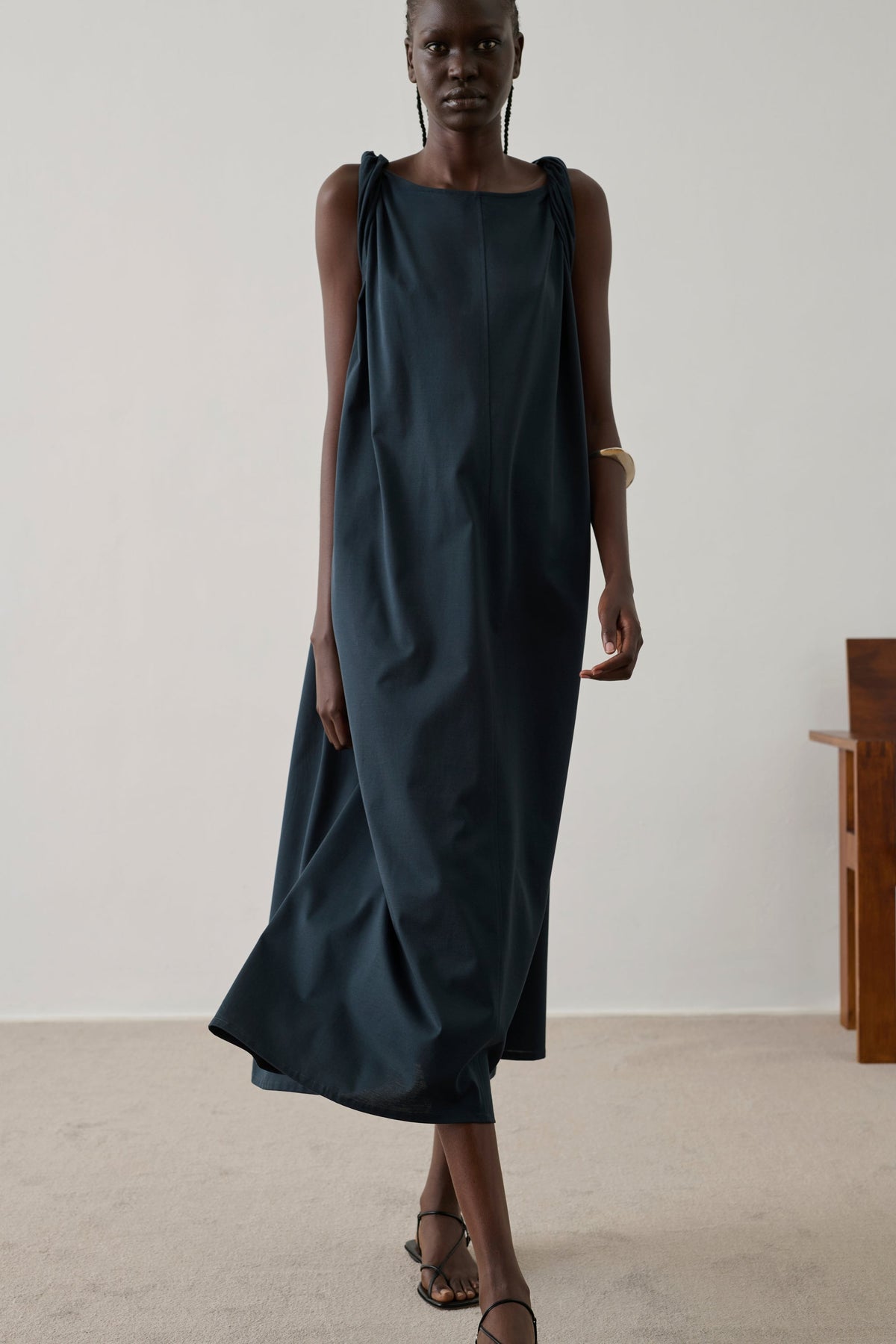 Robe drapée en coton