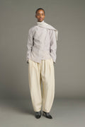 Blouse contrastée à col foulard