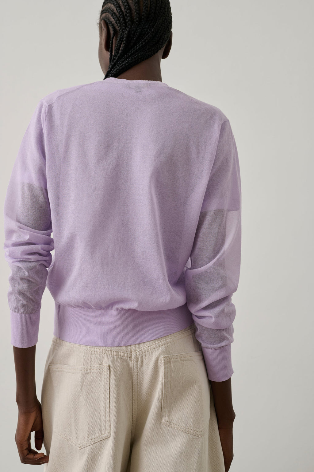 Cardigan fin en maille de coton transparente