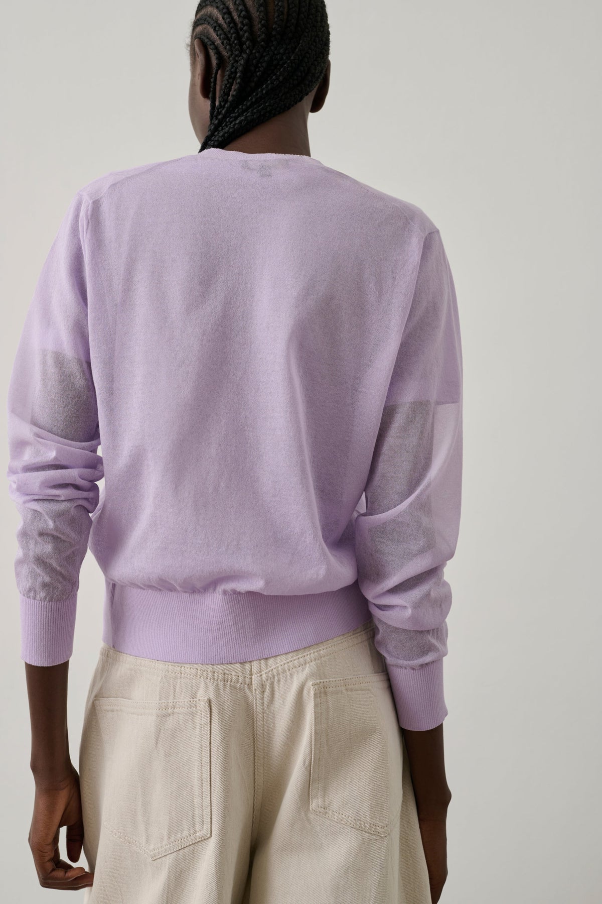 Cardigan fin en maille de coton transparente