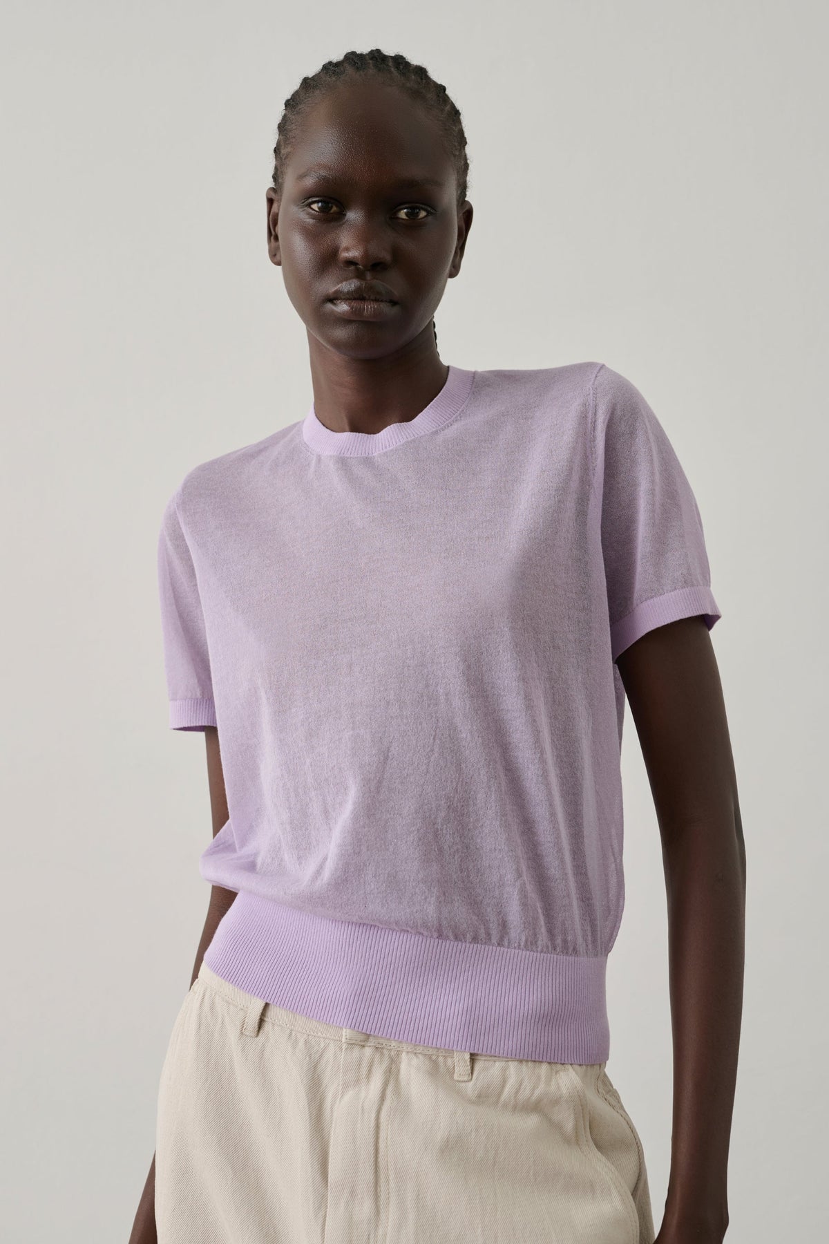 Pull manches courtes en coton transparent