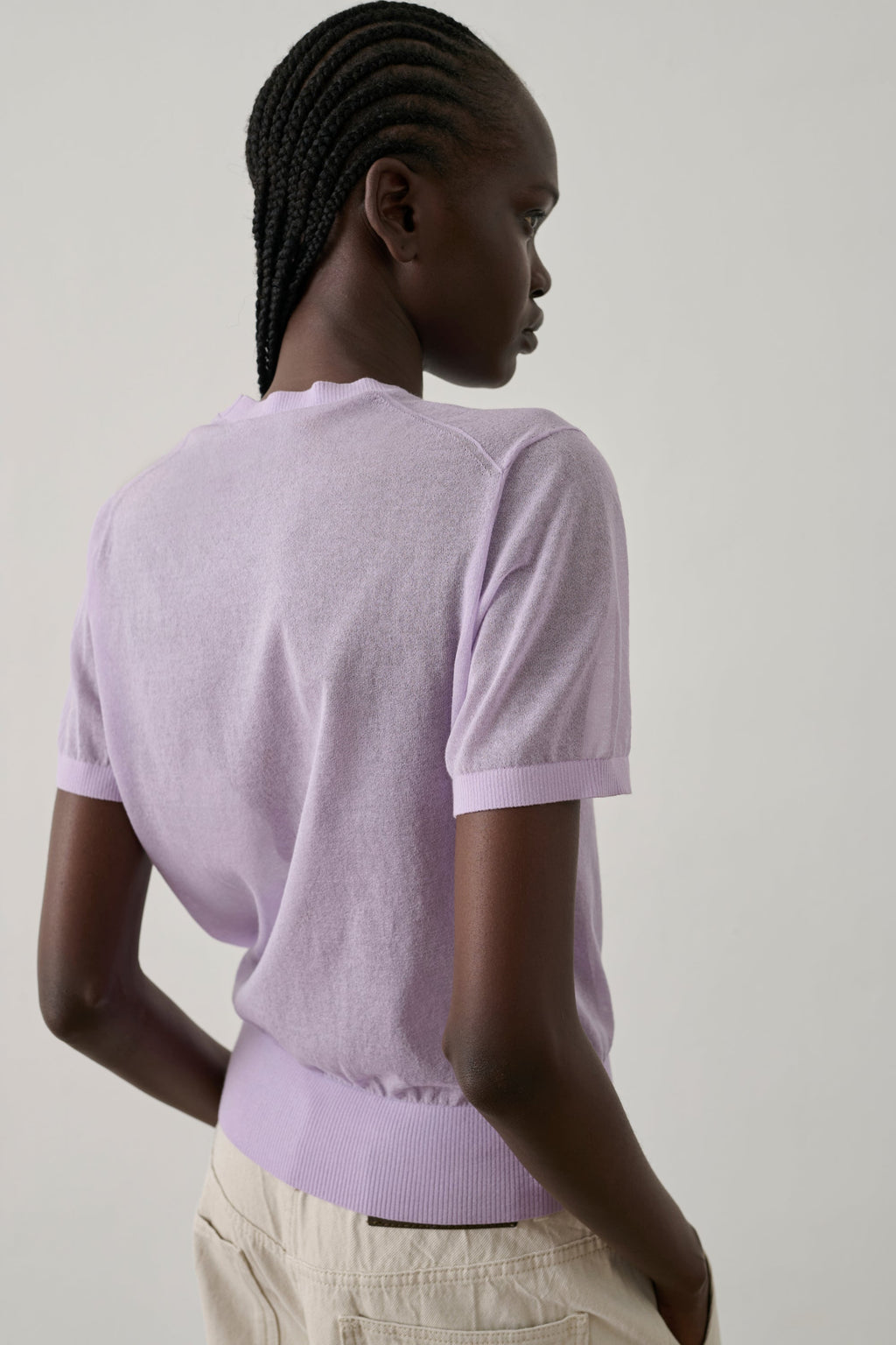 Pull manches courtes en coton transparent
