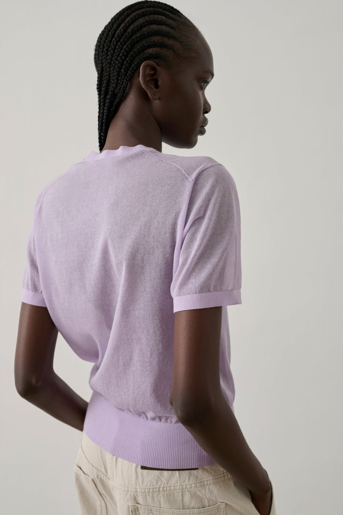 Pull manches courtes en coton transparent