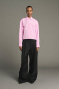 Chemise cintrée en taffetas rose